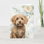 Cockapoo Dog White Roses and Sage Green Get Well カード (正面)