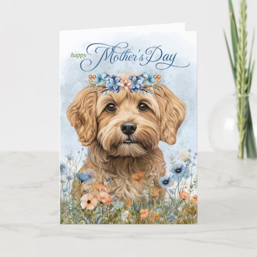 Cockapoo Dog Wildflowers Mother's Day シーズンカード (正面)