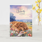 Cockapoo Dog with Wildflowers Pet Sympathy カード (黄色い花)