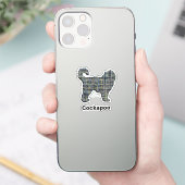 Cockapoo Dog Yellow & Black Grid Line Cutステッカー シール (スマートフォン)