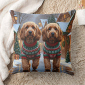 Cockapoo Dogs Christmas Snow Holiday クッション (ブランケット)