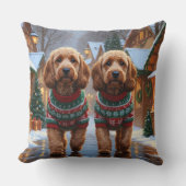 Cockapoo Dogs Christmas Snow Holiday  クッション (正面)