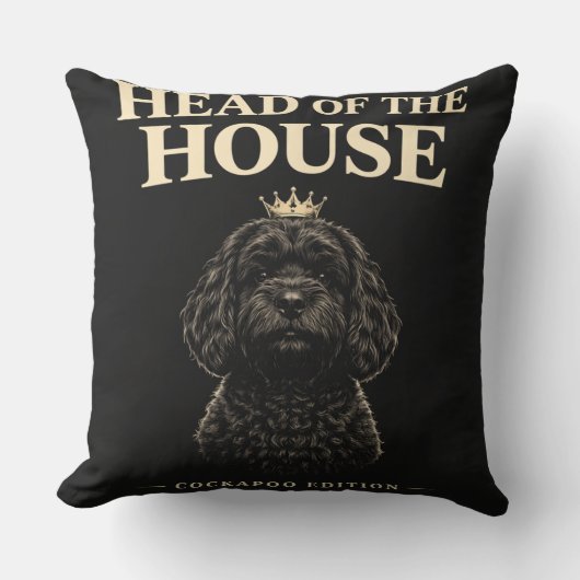 Cockapoo Head Of The House Gift | Funny Dog Owner  クッション (正面)