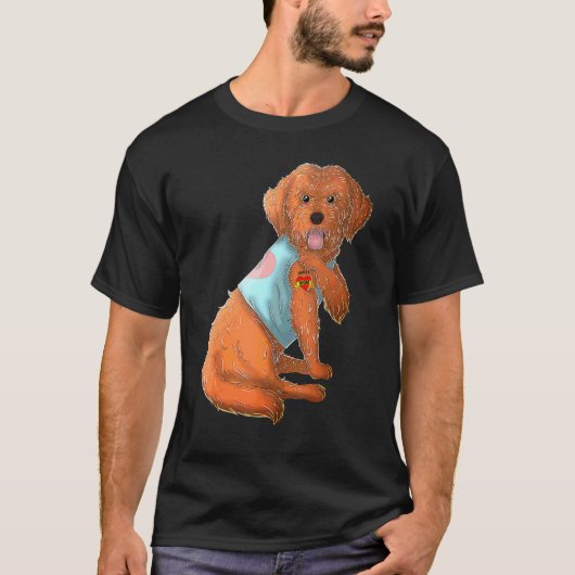 Cockapoo I Love Mom Tattoo Dog Mother's Day Tシャツ (正面)
