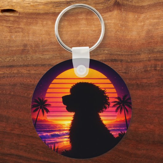 Cockapoo keyring - Retro Cockapoo Dog Lover Gift キーホルダー (正面)