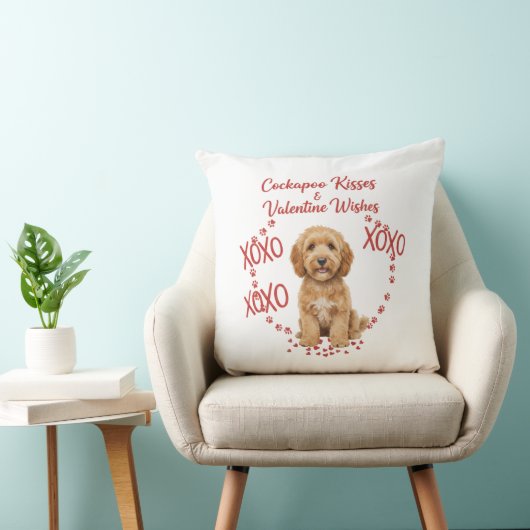 Cockapoo Kisses Valentine Wishes Dog Lover クッション (椅子)