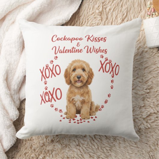 Cockapoo Kisses Valentine Wishes Dog Lover クッション (ブランケット)