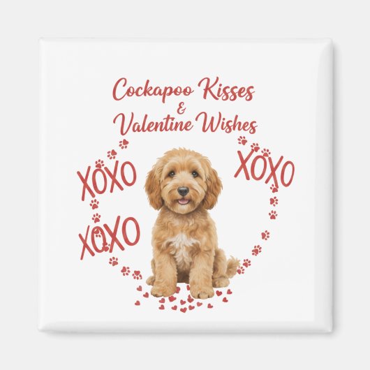 Cockapoo Kisses Valentine Wishes Dog Lover マグネット (正面)