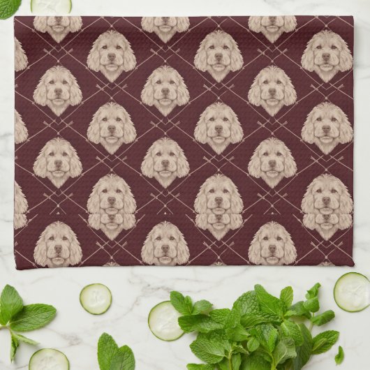 Cockapoo Kitchen Towel Set Cute Dog Pattern キッチンタオル (折り畳み)
