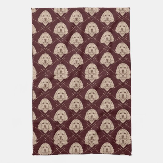 Cockapoo Kitchen Towel Set Cute Dog Pattern キッチンタオル (縦)