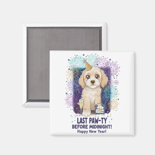 Cockapoo Last Paw-ty 2026! Happy New Year マグネット (正面/裏面)