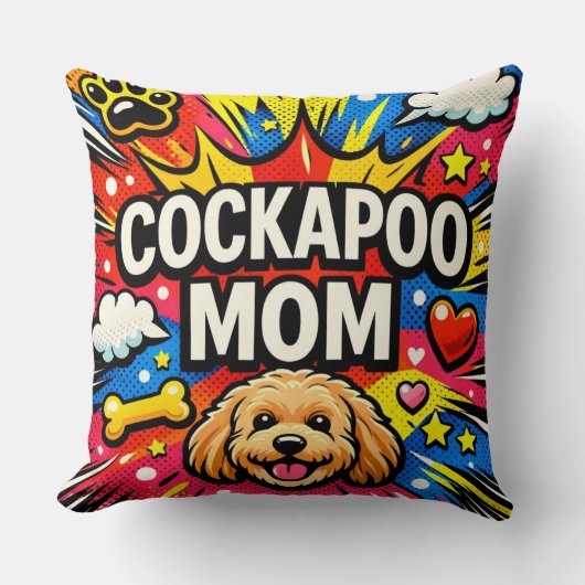 Cockapoo Mom Cushion Cute Dog Gift Pillow クッション (正面)