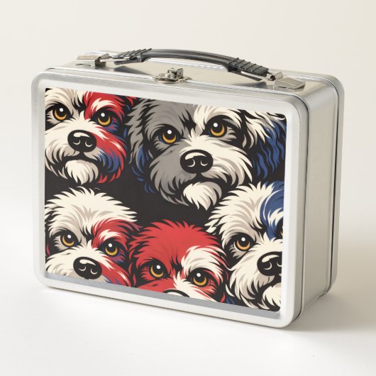 Cockapoo Pattern Lunchbox – Cute Dog Design メタルランチボックス (正面)