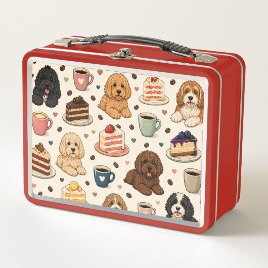 Cockapoo Pattern Lunchbox Cute Dog Gift メタルランチボックス (正面)