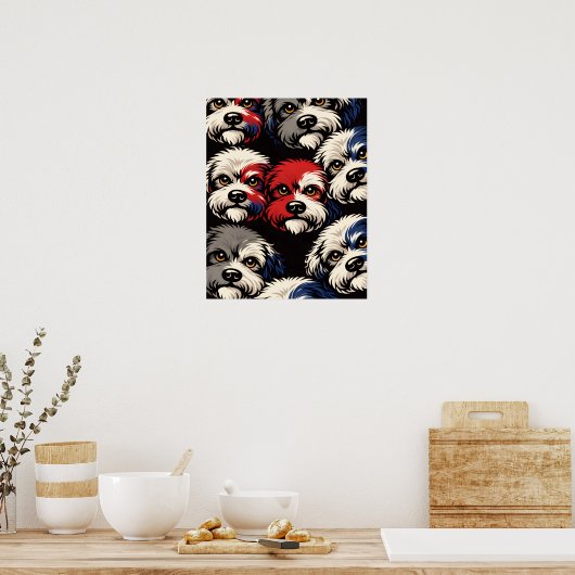 Cockapoo Pattern Wall Art Gift for Dog Lovers ポスター (キッチン)