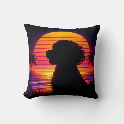 Cockapoo pillow- Retro Cockapoo Dog Lover Gift クッション (正面)