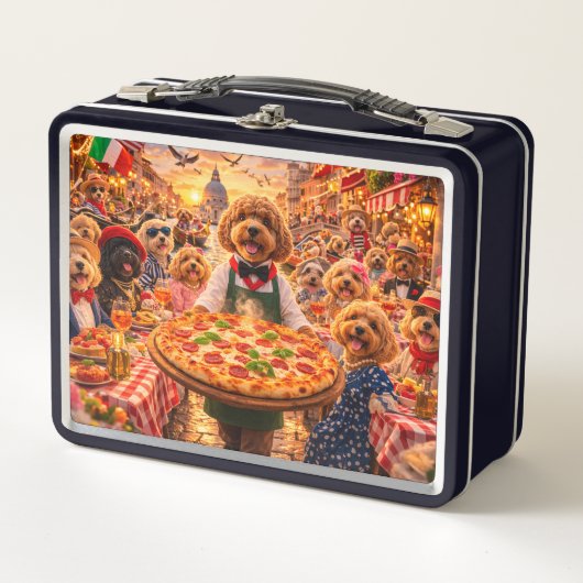 Cockapoo Pizza Lunchbox Funny Dog Design メタルランチボックス (正面)