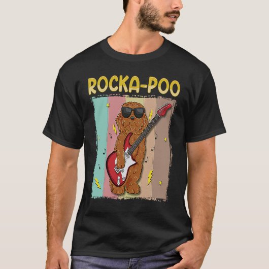 Cockapoo Rockstar Rocka Poo Dog Blues Master Tシャツ (正面)