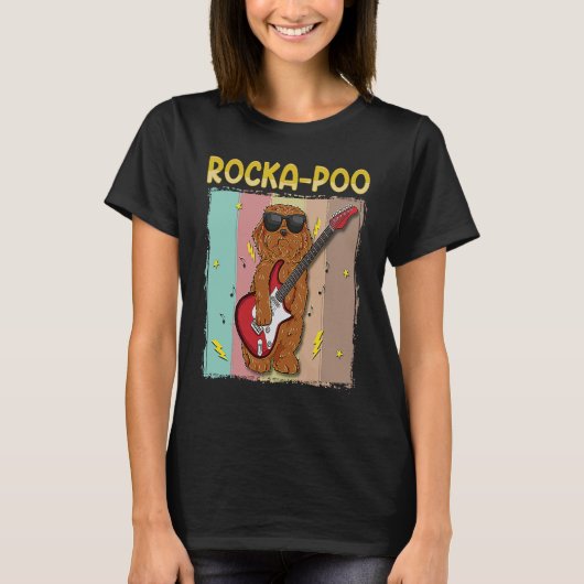 Cockapoo Rockstar Rocka Poo Dog Blues Master Tシャツ (正面)