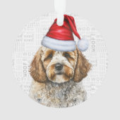 Cockapoo Santa Dogの名前と写真オーナメント オーナメント (裏面)