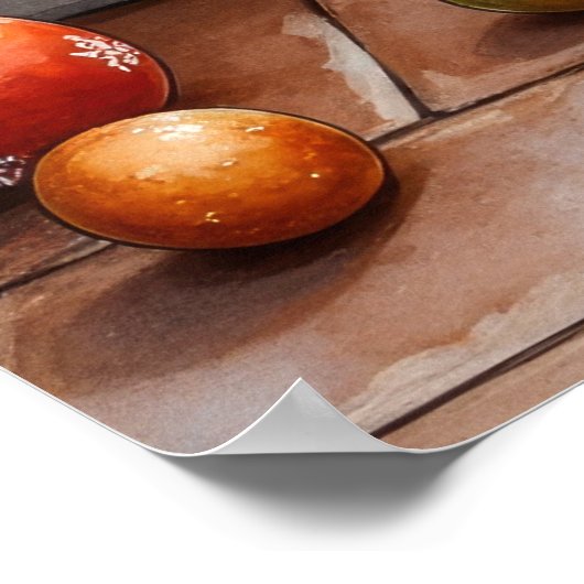 Cockapoo Sitting by Fireplace with Christmas Light ポスター (角)