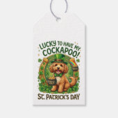 Cockapoo St Patrick's Day Lucky Dog Pot of Gold ギフトタグ (正面)