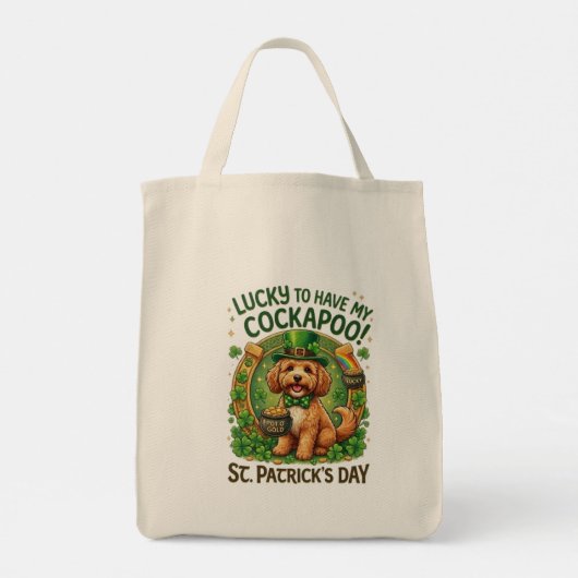 Cockapoo St Patrick's Day Lucky Dog Pot of Gold トートバッグ (裏面)