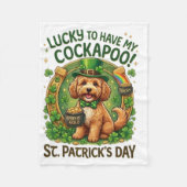 Cockapoo St Patrick's Day Lucky Dog Pot of Gold フリースブランケット (正面)