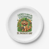 Cockapoo St Patrick's Day Lucky Dog Pot of Gold ペーパープレート (正面)