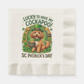 Cockapoo St Patrick's Day Lucky Dog Pot of Gold 縁ありランチョンナプキン (正面)