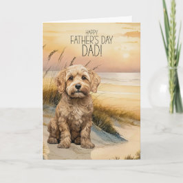 Cockapoo Sunset Beach Father's Day シーズンカード