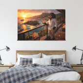 Cockapoo Sunset Canvas Art – Luxury Travel Dog Art キャンバスプリント (インサイチュ (寝室))