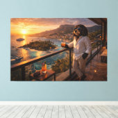 Cockapoo Sunset Canvas Art – Luxury Travel Dog Art キャンバスプリント (インサイチュ (ウッドフロア))