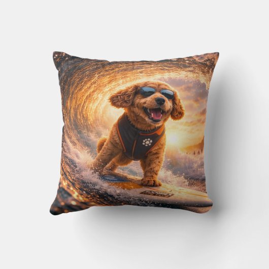 Cockapoo Surf Art | Cool Cockapoo Gift pillow クッション (裏面)