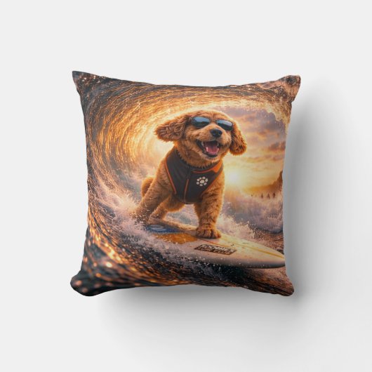 Cockapoo Surf Art | Cool Cockapoo Gift pillow クッション (正面)