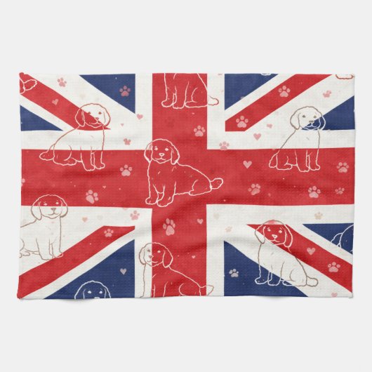 Cockapoo UK Gift | Union Jack Dog  キッチンタオル (横)