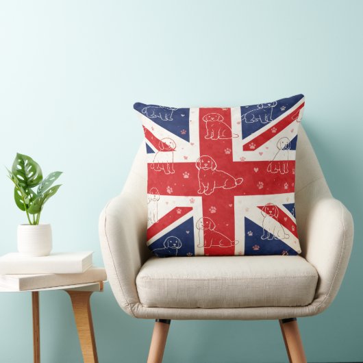 Cockapoo UK Gift | Union Jack Dog Cushion クッション (椅子)