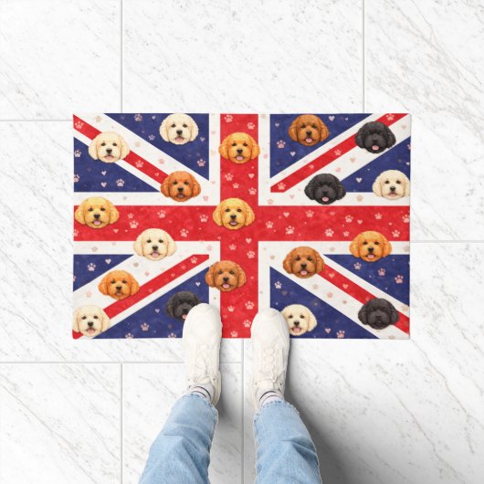 Cockapoo Union Jack Doormat | UK Dog Welcome Mat ドアマット (室内)