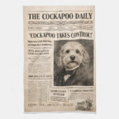 Cockapoo Vintage Newspaper  キッチンタオル (縦)