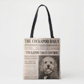 Cockapoo Vintage Newspaper  トートバッグ (正面)