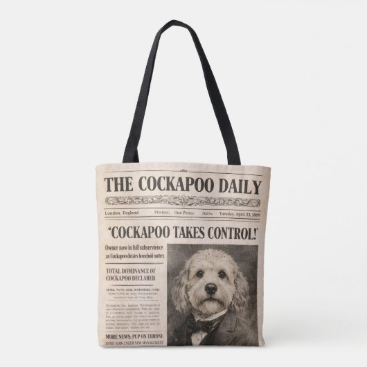 Cockapoo Vintage Newspaper  トートバッグ (裏面)