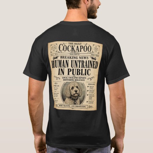 Cockapoo Vintage Newspaper Funny T-Shirt Tシャツ (裏面)
