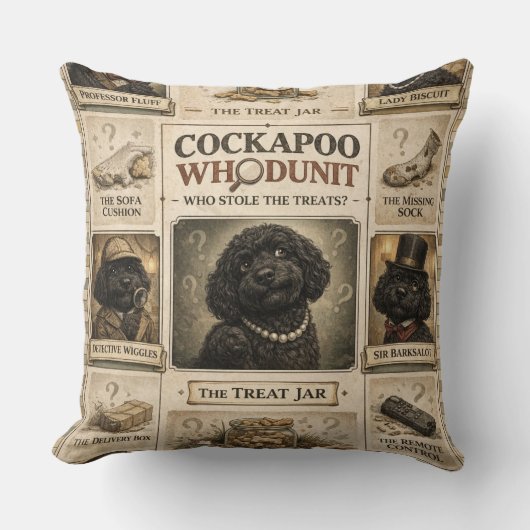 Cockapoo Whodunit cushion | Funny Dog Gift クッション (正面)