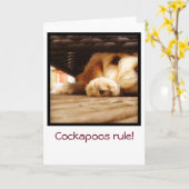 Cockapoosの規則の挨拶状 カード (黄色い花)