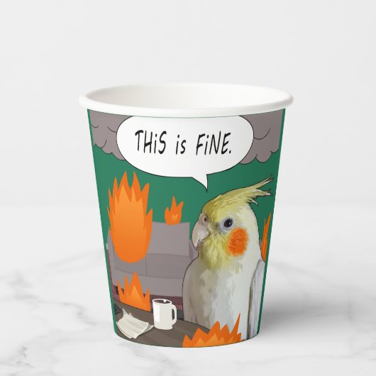 Cockatielおもしろい Remote Workerこれは素晴らしミーム 紙コップ (正面)