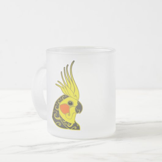 Cockatielのオウムの種族の入れ墨 フロストグラスマグカップ (正面左)