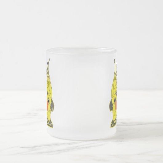Cockatielのオウムの種族の入れ墨 フロストグラスマグカップ (中央)