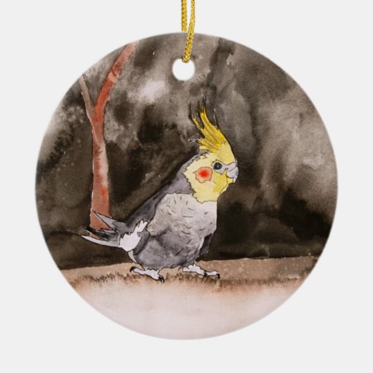 cockatielの鳥のオーナメント セラミックオーナメント (正面)