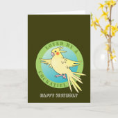 Cockatielの鳥のバースデー・カードによって愛される カード (黄色い花)