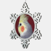 Cockatiel愛ピューターのオーナメント スノーフレークピューターオーナメント (右)